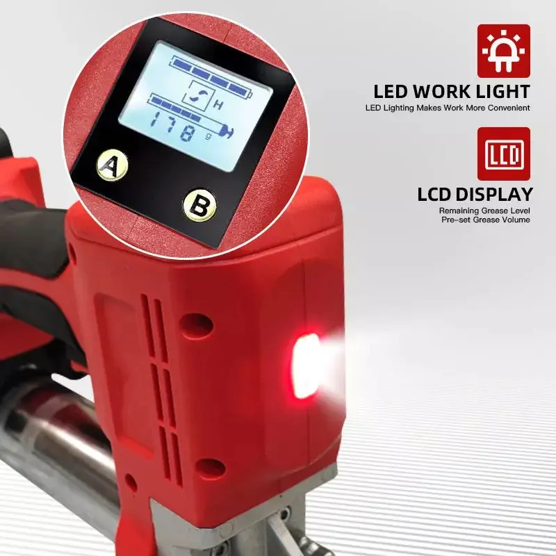 Portable Rechargeable LCD Display LED Light Electric Grease Gun Battery High Pressure Grease Guns Cordless Grease Guns Electric