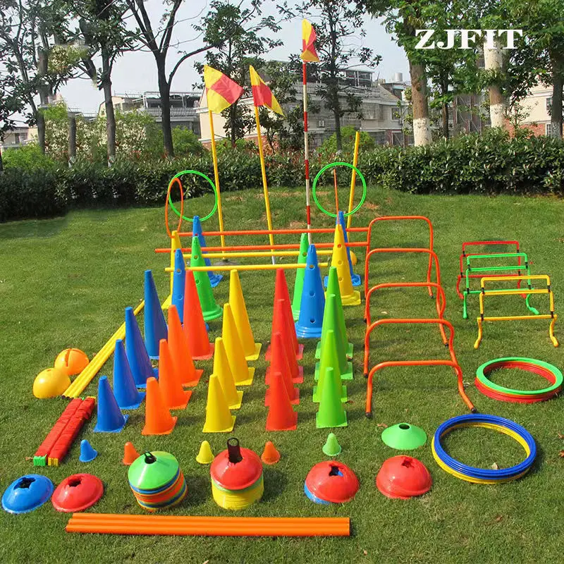 ZJFIT Football Agility Cone Plastic Marker Cones Football Soccer Training Equipment Sport Colorful Speed Training Set