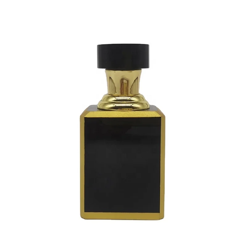 Customized 6ml Black Square Crystal Perfume Essential Oil Bottles With Gold Frame K9 Crystal Attar Oud Oil Bottle
