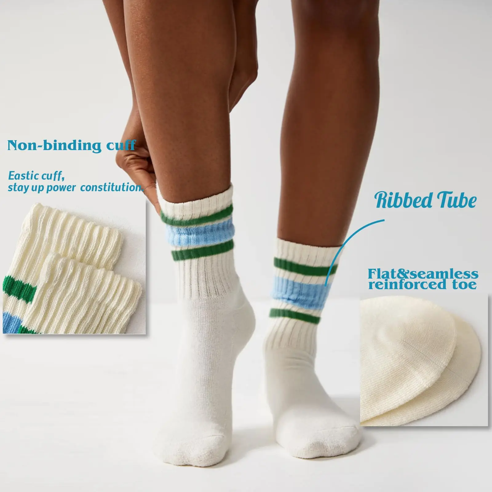 Novelty Socks Women Men Striped Retro Ribbed Loose Slouch Crew Socks Custom Sporty Calf Casual Cotton Socks
