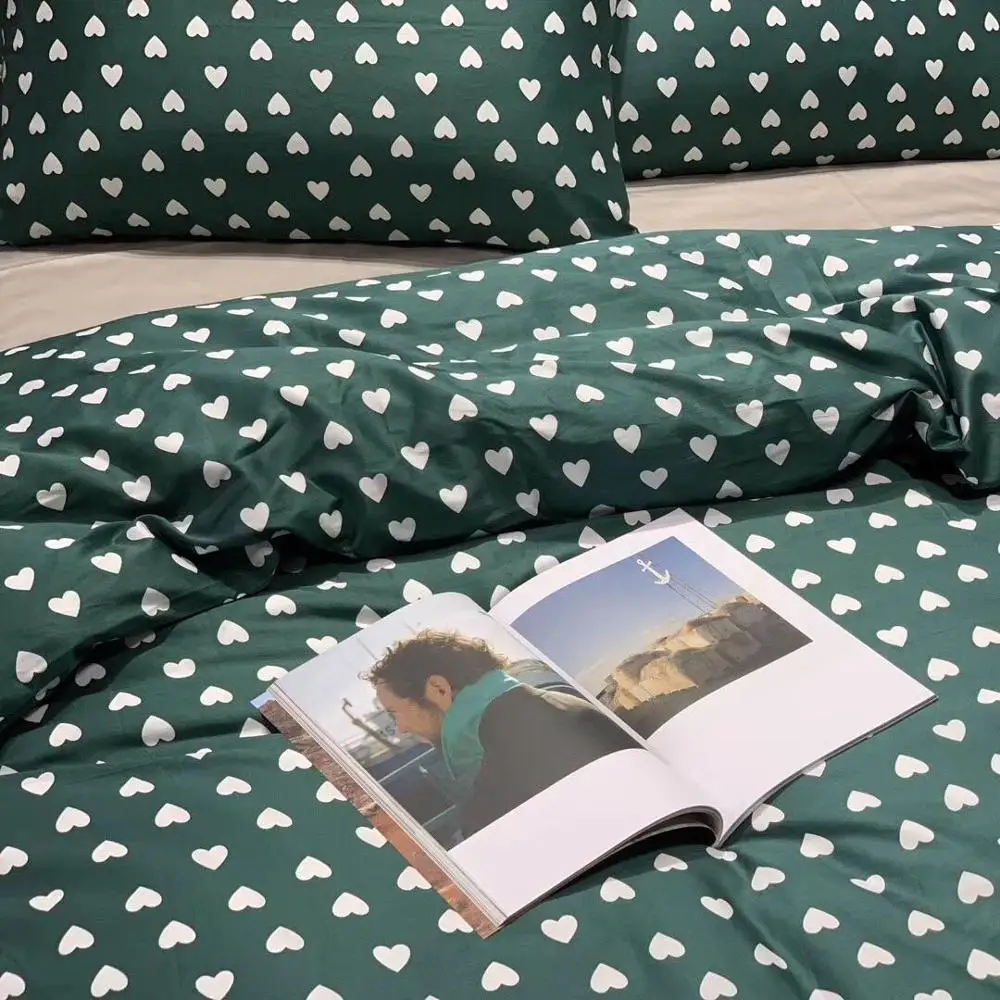 
Super hot sale 100% cotton 60s sateen heart design city fashion art style luxury bedding sets bed linen 
