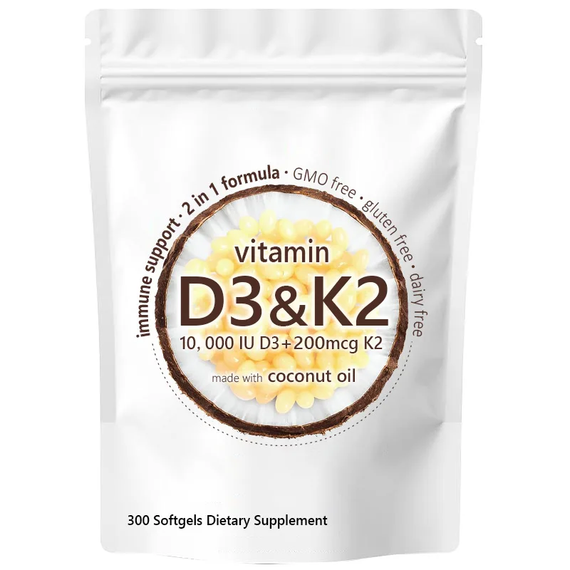 Витамины D3 + K2 MK7 добавка для поддержки костей холекальциферол веганский органический витамин 10000 капсулы IU