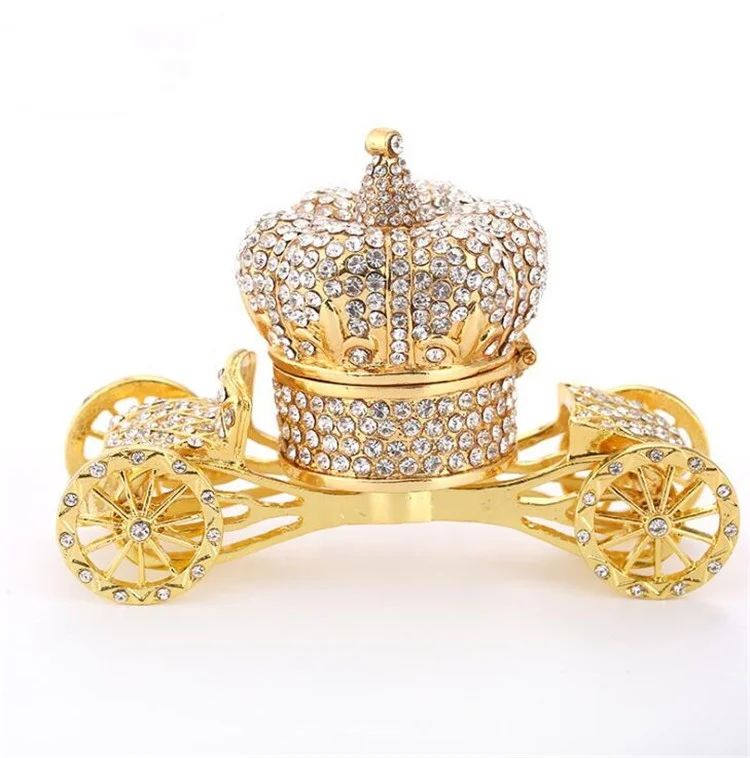 Crystal Rhinestone Gold Crown Car Shaped Fashion Metal Crown carriage Jewelry