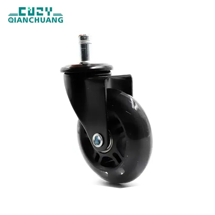 Hot Sale Widely Used Supermarket Cart  wheels 3 Inch PU Stem Type Swivel Office Chair Caster Wheels