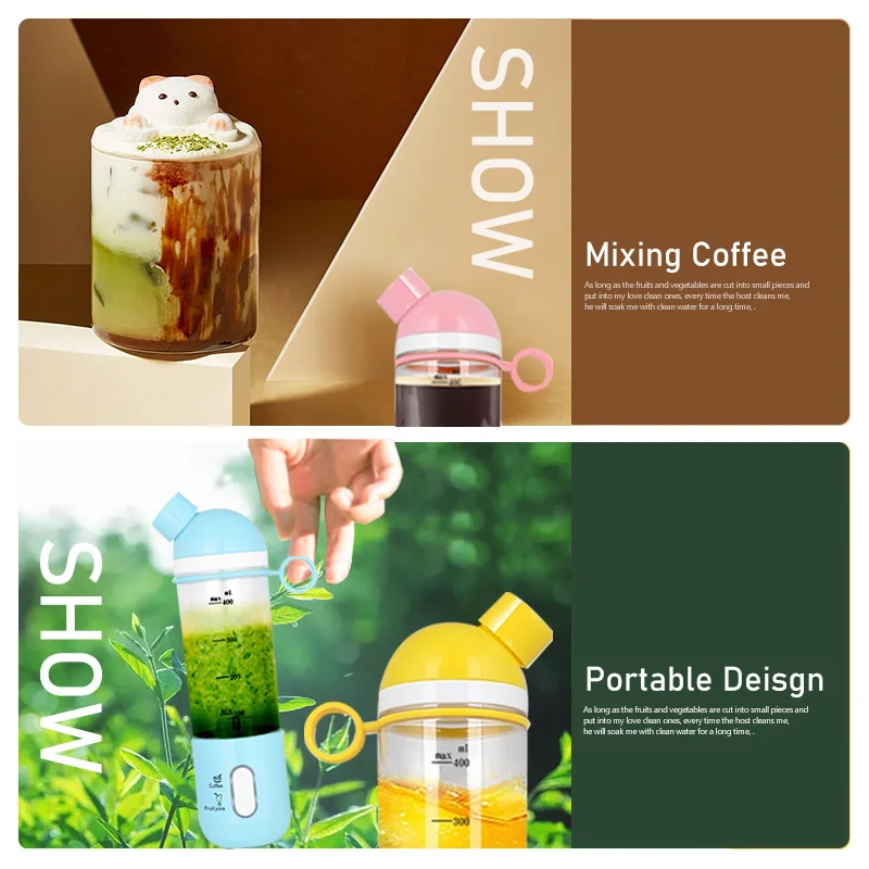 Mixer Cup Sport Milk Shake Electric Blender Cup and Cup Portable Blender Plastic for Professional Blender Push Button 14000rpm