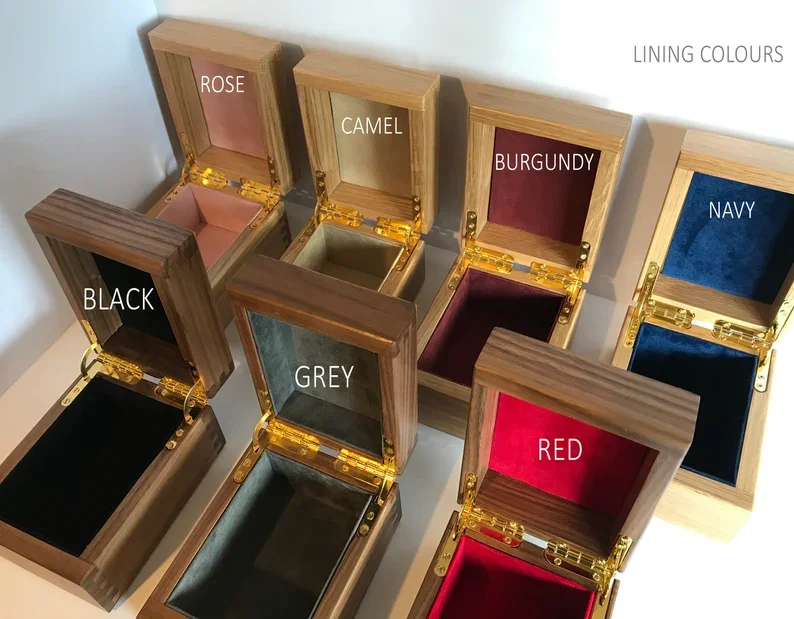 luxury black walnut wood keepsake box small deluxe square gift Handmade Walnut Wood Case with Dovetail Joints box