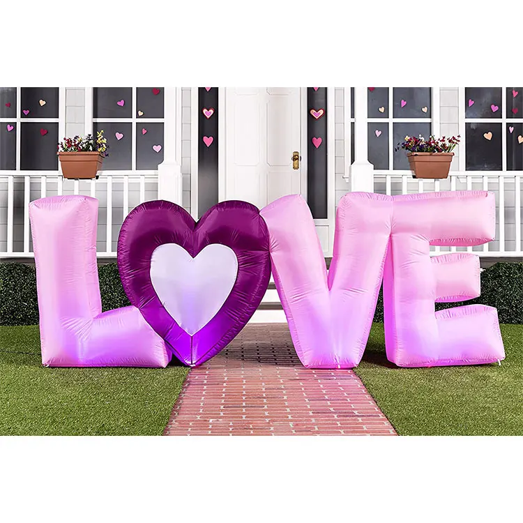 Новое поступление гигантские надувные настенные украшения со светодиодной подсветкой для улицы Дня Святого Валентина свадьбы буквы любви в форме сердца