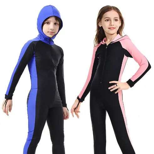 Nylon Long Sleeves Kids Wetsuits Diving Suits for Boys/Girls Children Rash Guards One Pieces Surfing Swim Snorkel children
