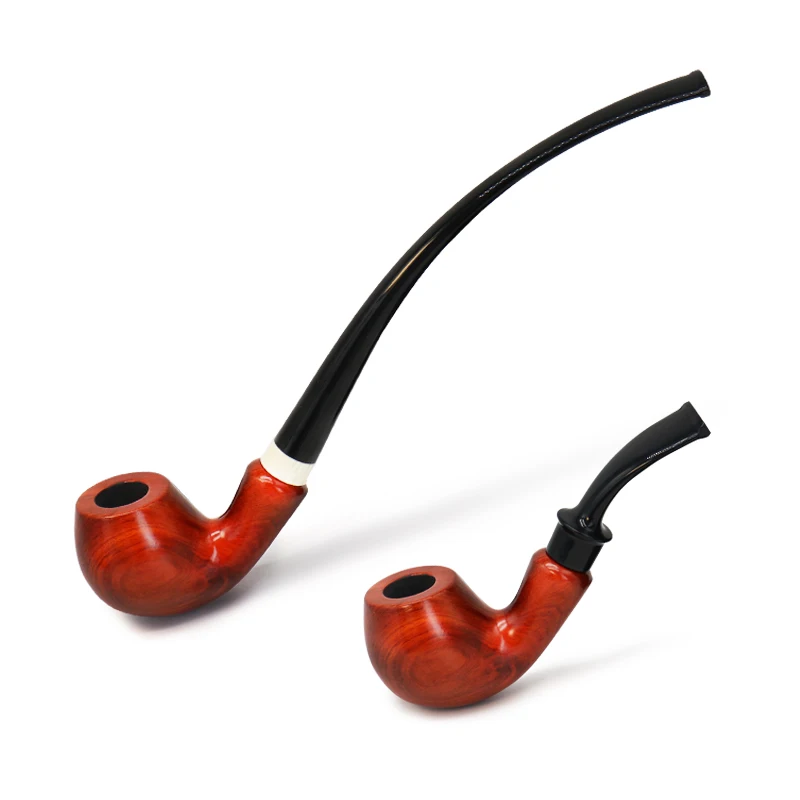 New Dual-purpose Red Flower Pear Wood Long Handle Smoking Pipe Wooden Portable Hand Tobacco Pipe For Smoking