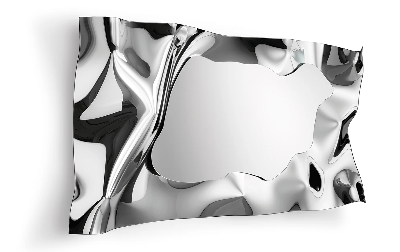 Custom Interior Modern Wall Art Metal Decoration silver stainless steel metal wall hanging mirror