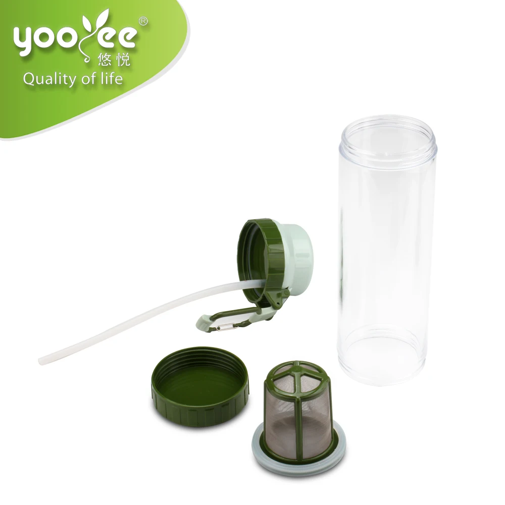 650ml PC Drinking Clear  Water Bottle Jug  Plastic Wholesale with Straw