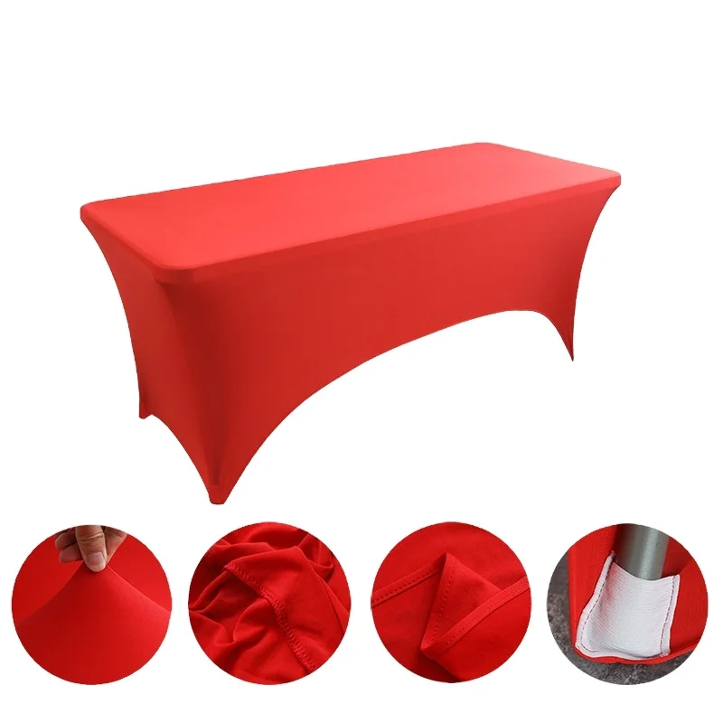 Wholesale high-grade solid color polyester square tablecloth elastic table cover for hotel banquet decoration