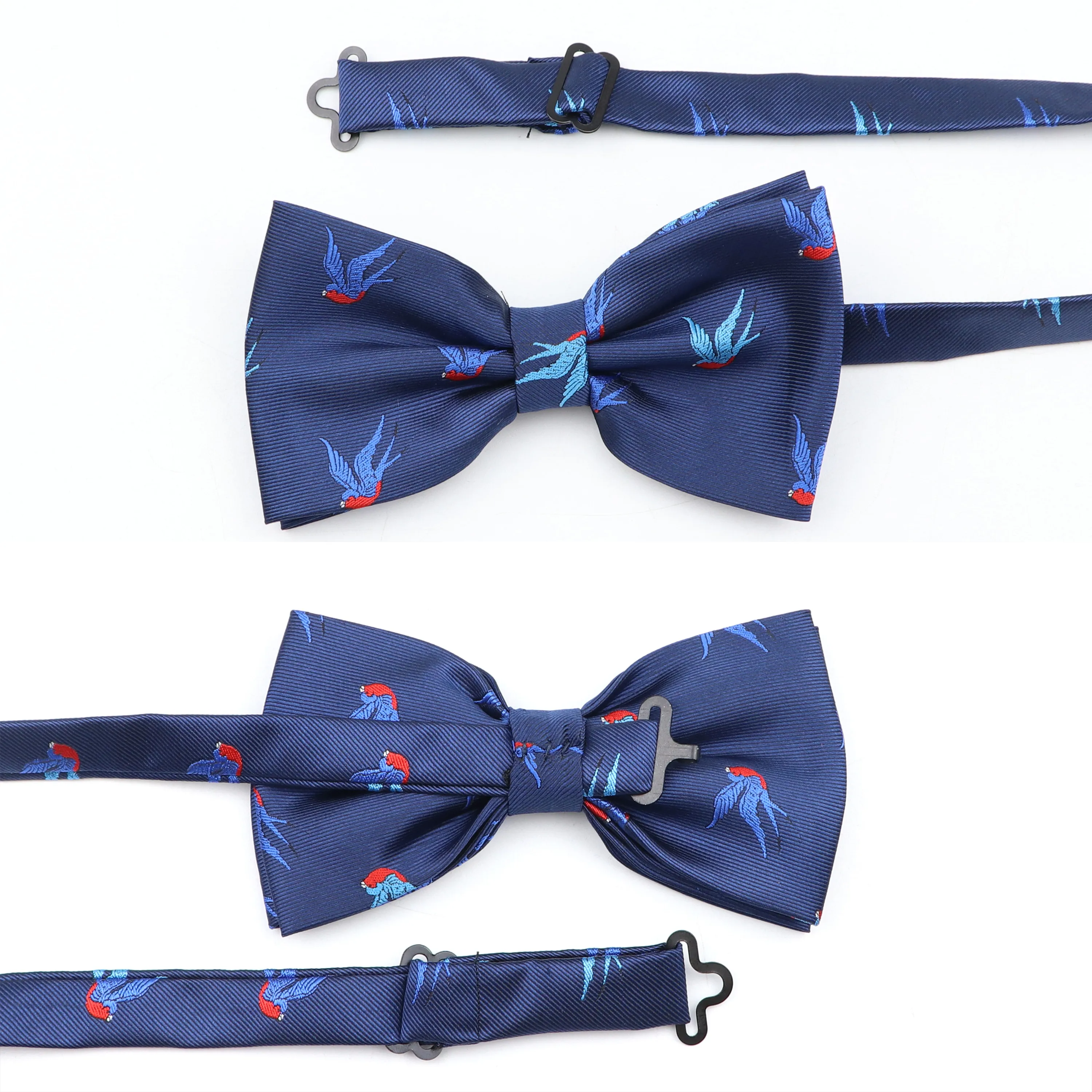 New Men Bow Ties 100% Microfiber Jacquard Woven Blue Cartoon Animal Pattern Bowtie for Party Wedding Festival Family Gift