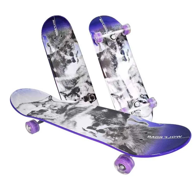 New Technology 28x8inch Shinny Graphic Decks Double Kick Concave Plastic Skateboard With Pvc Wheel Pp Truck Abec-5 Bearing