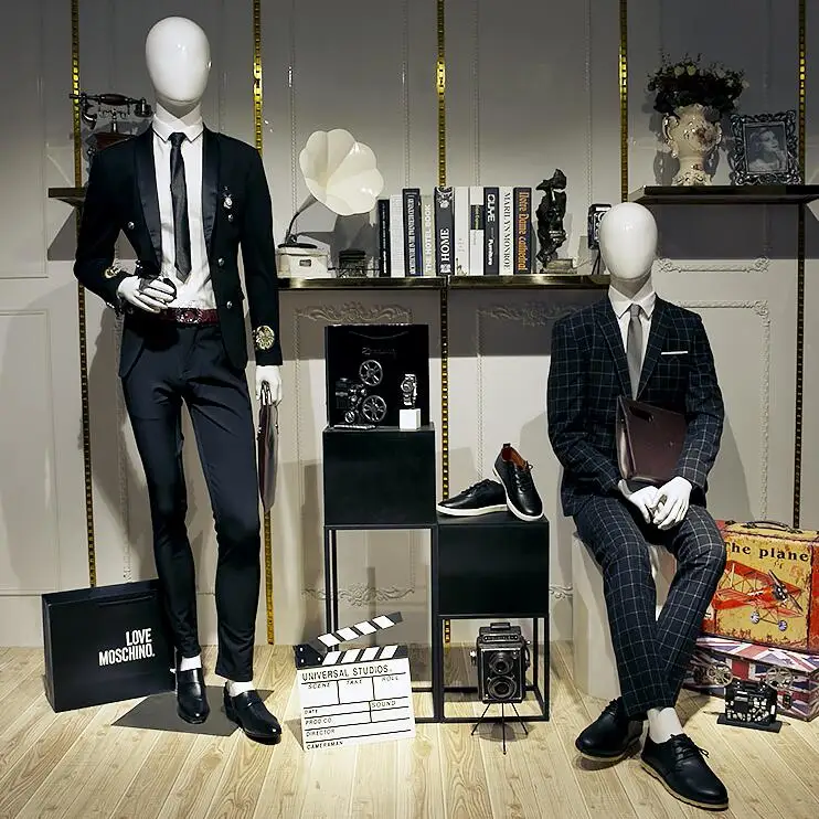 Full Body Handsome Male Uniform Formal Suit Dress Standing Sitting Mannequins For Showcase Display