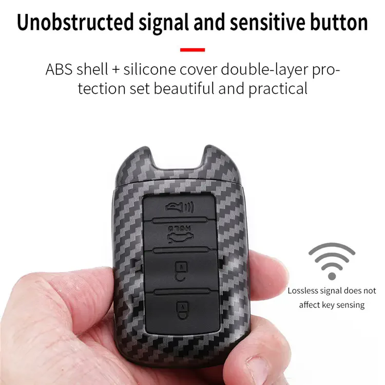 Car accessories manufacture remote key silicone carbon fiber case shell holder protection cover for K9 smart four button