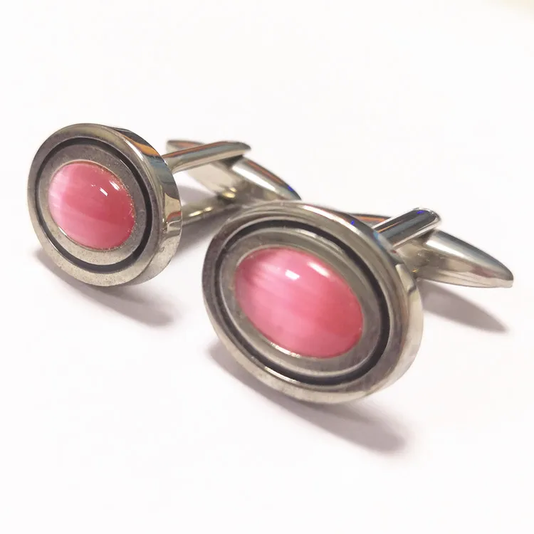 Factory Wholesale Quality Jewelry Pink Stone Cufflinks for sale