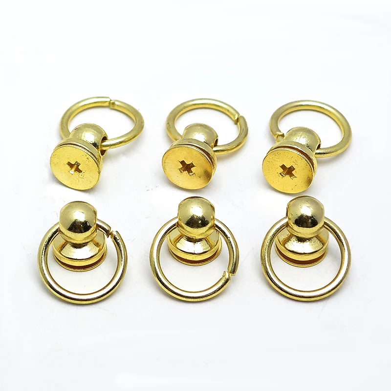 Bag Accessories Screwback Ball Studs Round Head Rivet with Pull Ring for Purse Wallet Phone Case
