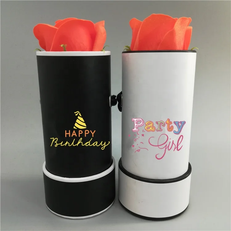 Paper single rose gift box round shape mini flower boxes cardboard box custom logo