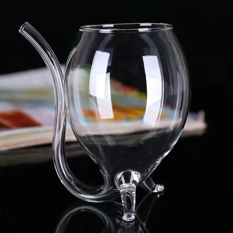 Vampire Devil Clear Glass Juice Red Wine Cup Mug with Nozzle