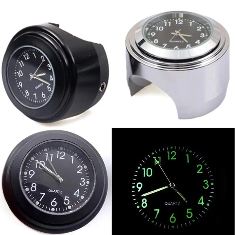 Motorcycle Handlebar Quartz Clock Aluminum Alloy 22-25mm Dial Clock Watch Universal Motorcycle Bike Scooter Clock