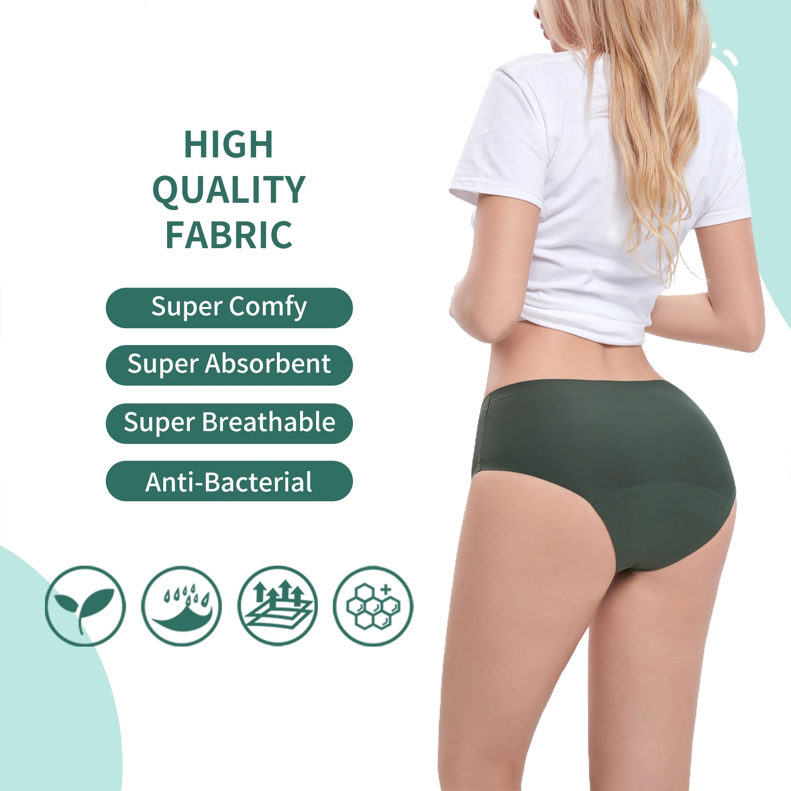 Shanhao OEM custom Seamless leakproof panties Organic cotton menstrual underwear anti-side leakage heavy flow period panties