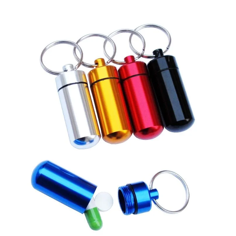 EDC Waterproof Medicine Pill Sealed Key Chain Survival Capsule Storage Bottle For Camping Hiking Traveling