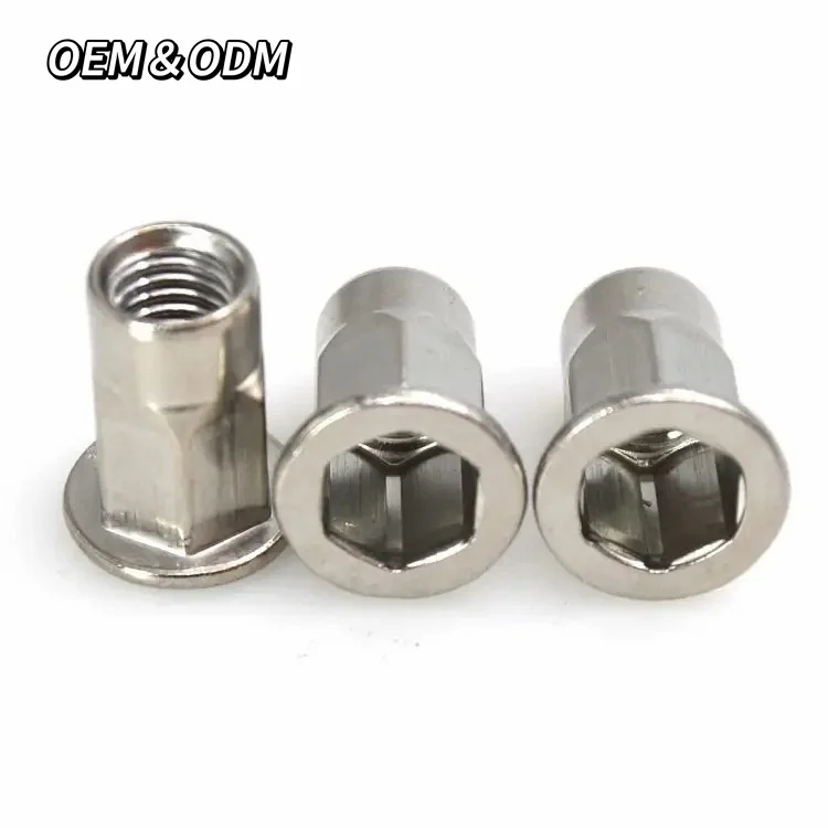 Stainless Steel M3 M4 M5 M6 Open Rivet Nut Flat Head Rivet Nuts Black Hexagon Rivet Nut