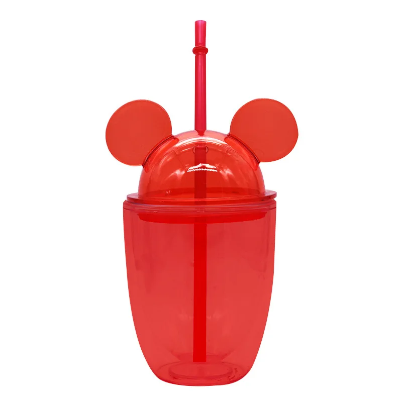 Wholesale 10oz 16oz Clear Ear Shape Tumbler Acrylic Plastic Tumbler Minnie Mouse Tumbler black Mickey Mouse Cup