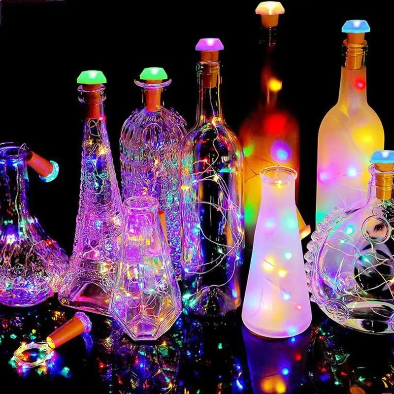 Birthday Party Solar Led Wine Bottle Light String Lamp Outdoor Home Garden Party Copper Wire Decoration Waterproof Lights