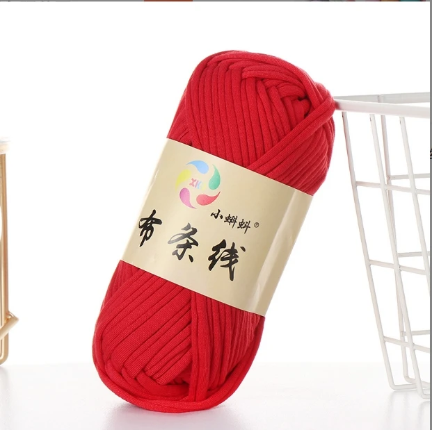 Free Sample 100g Ball Super Soft Hand Knitting Crochet Handbags 100% Polyester t shirt yarn