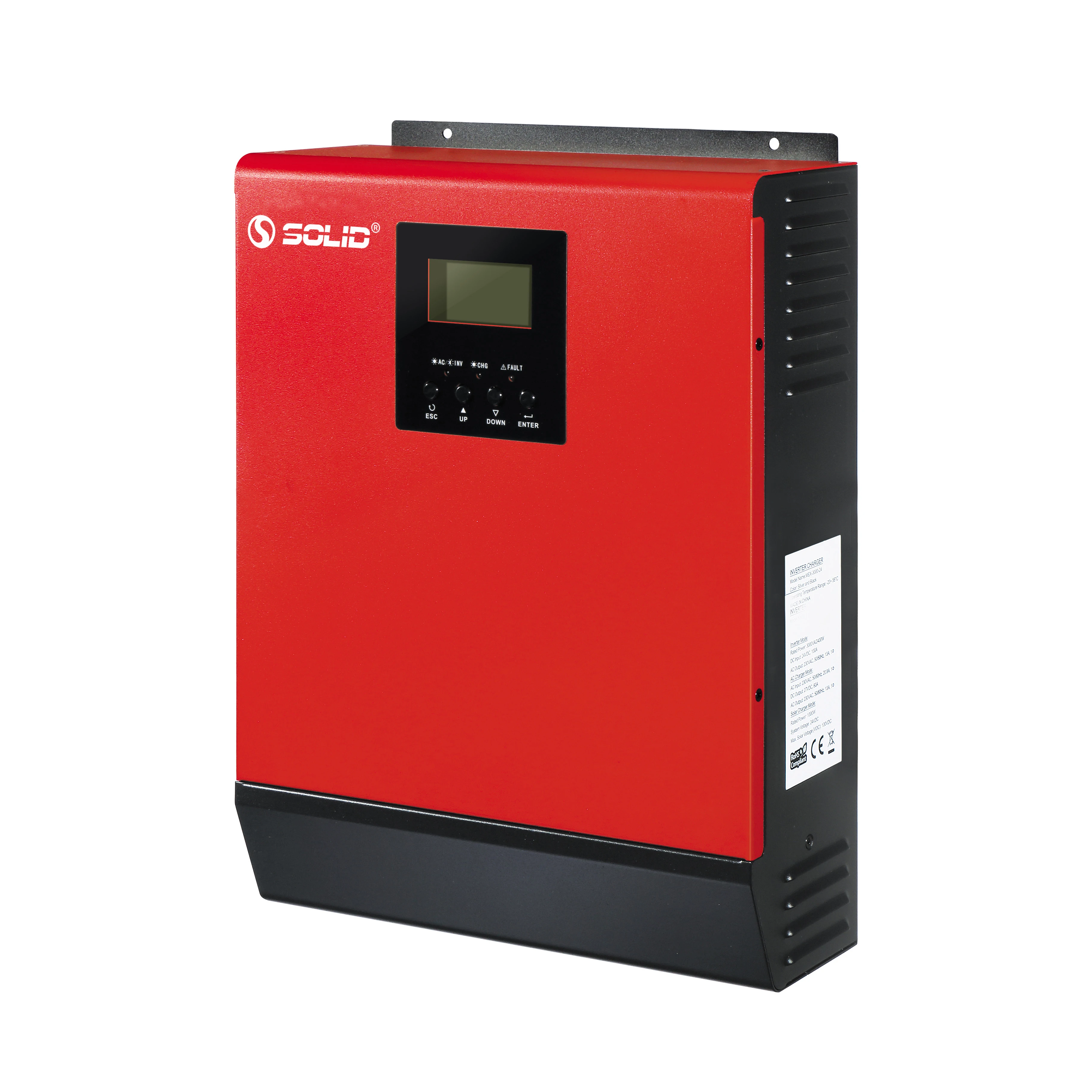 SOLID 3KW 24V 220V 230V Solar Inverter 3KVA Off Grid hybrid solar inverter with 50A PWM Controller For Solar System