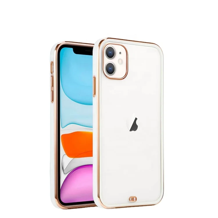 Transparent Electroplate TPU Phone Case TPU Soft Silicone Gel Clear For IPhone 12 PRO MAX 8plus 11 Cover