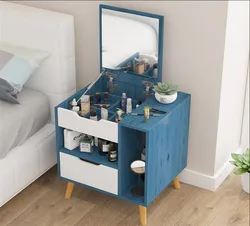 Wooden Mini Bedside Table Modern Cabinet Fashion Dressers With Mirror