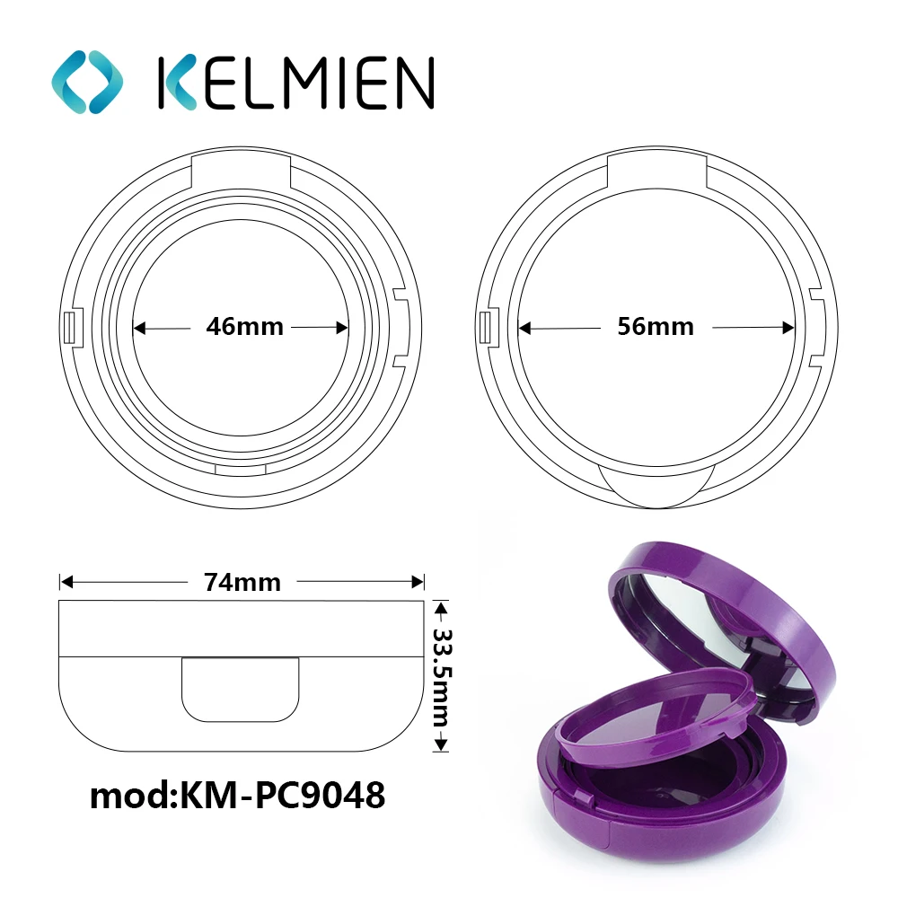 empty round BB air cushion press powder case  with mirror plastic custom decoration foundation compact case powder container