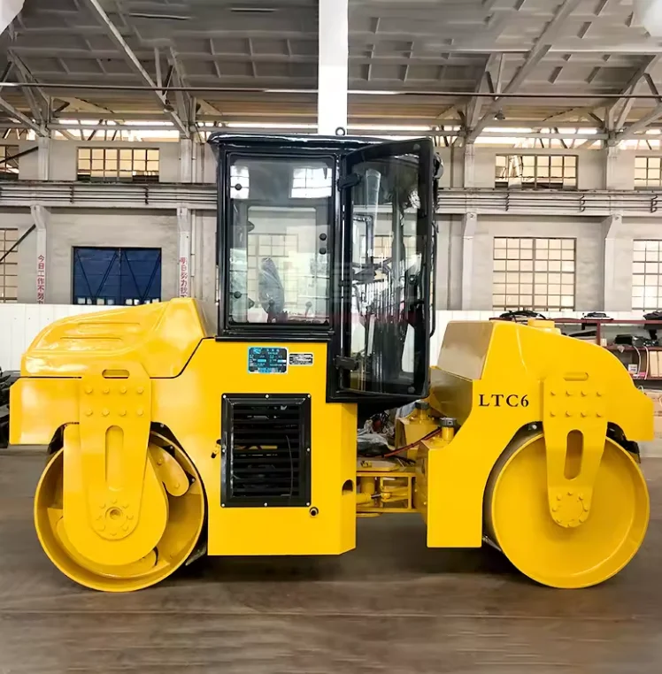 6 ton automatic soil compactor machine  double drum vibratory road roller
