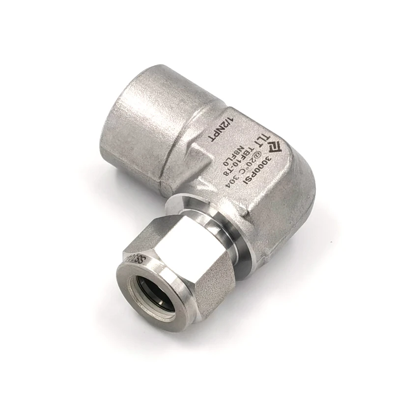 Stainless Steel 316 6000psi Forged Body 1/2 od Double Ferrule Compression 90 degree Elbow
