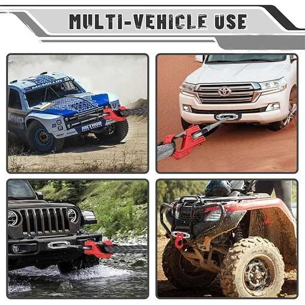 Off-road  Truck Auto Accessory 45# Carbon Steel Cross Pin 40Cr Alloy Steel 20T Winch Hook with Isolator