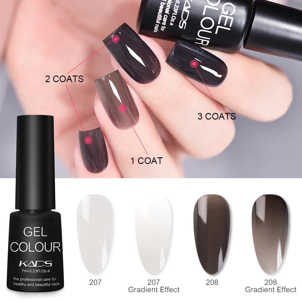 KADS Opal Milky White Gel Polish 7ml Black Semi-transparent UV LED Gel Nail Polish