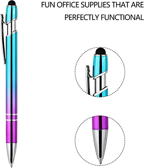 Wholesale New Gradient Color Aluminum Rod Press Metal Ballpoint Pens  With Logo