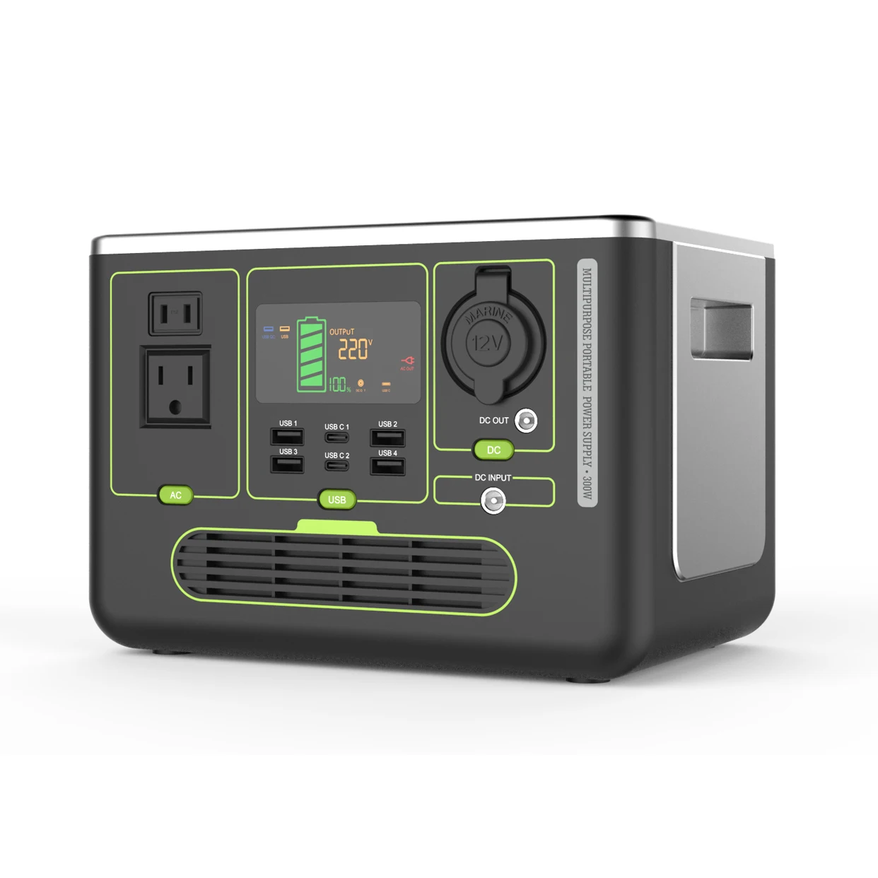 300W 120000mAh 444Wh Portable Power Supply Outdoor Lithium Ion Batteries Solar Energy Products for CPAP Camping Home Use Drone