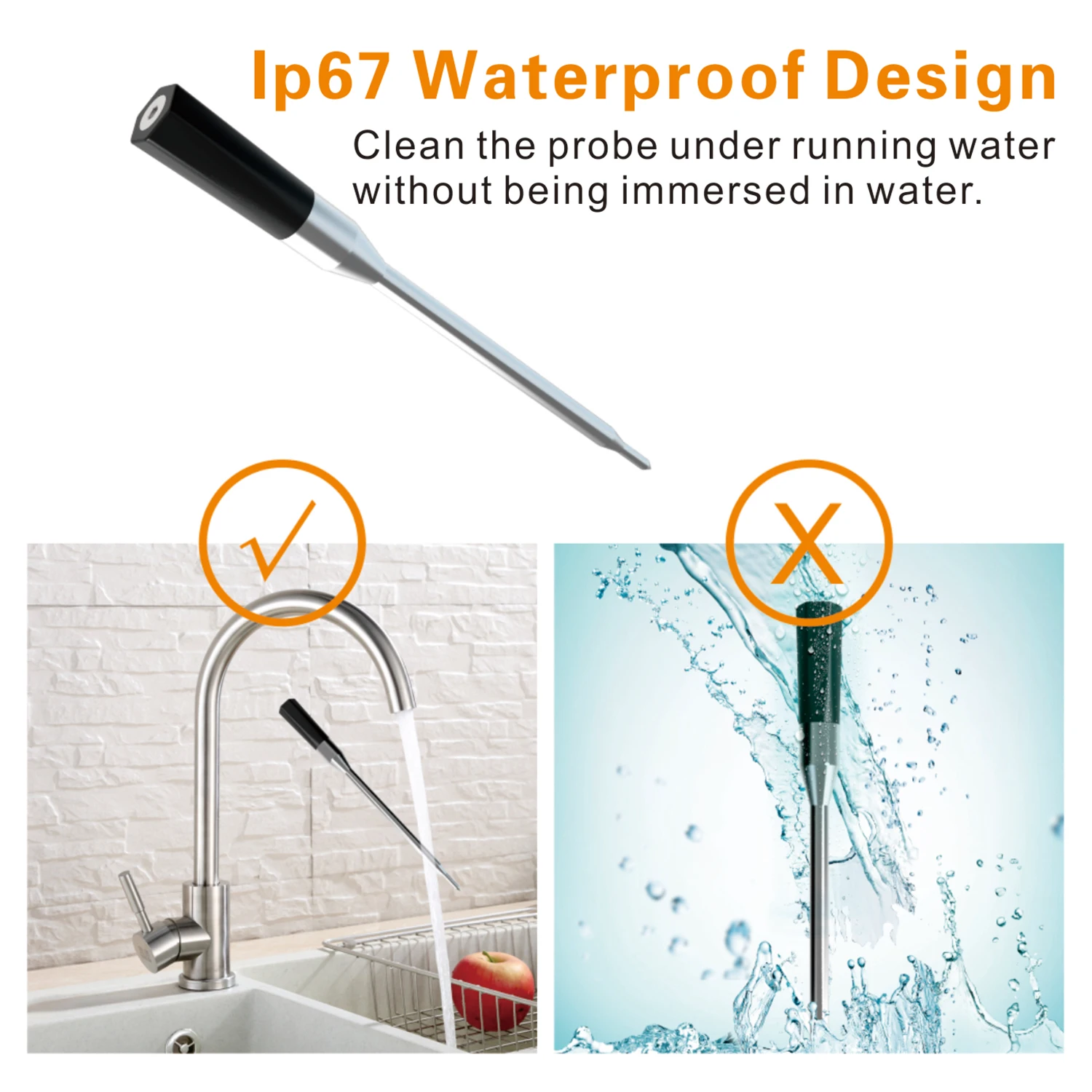 Two sensors remote wireless probe with phone app smart wireless meat thermometer use for oven bbq grill