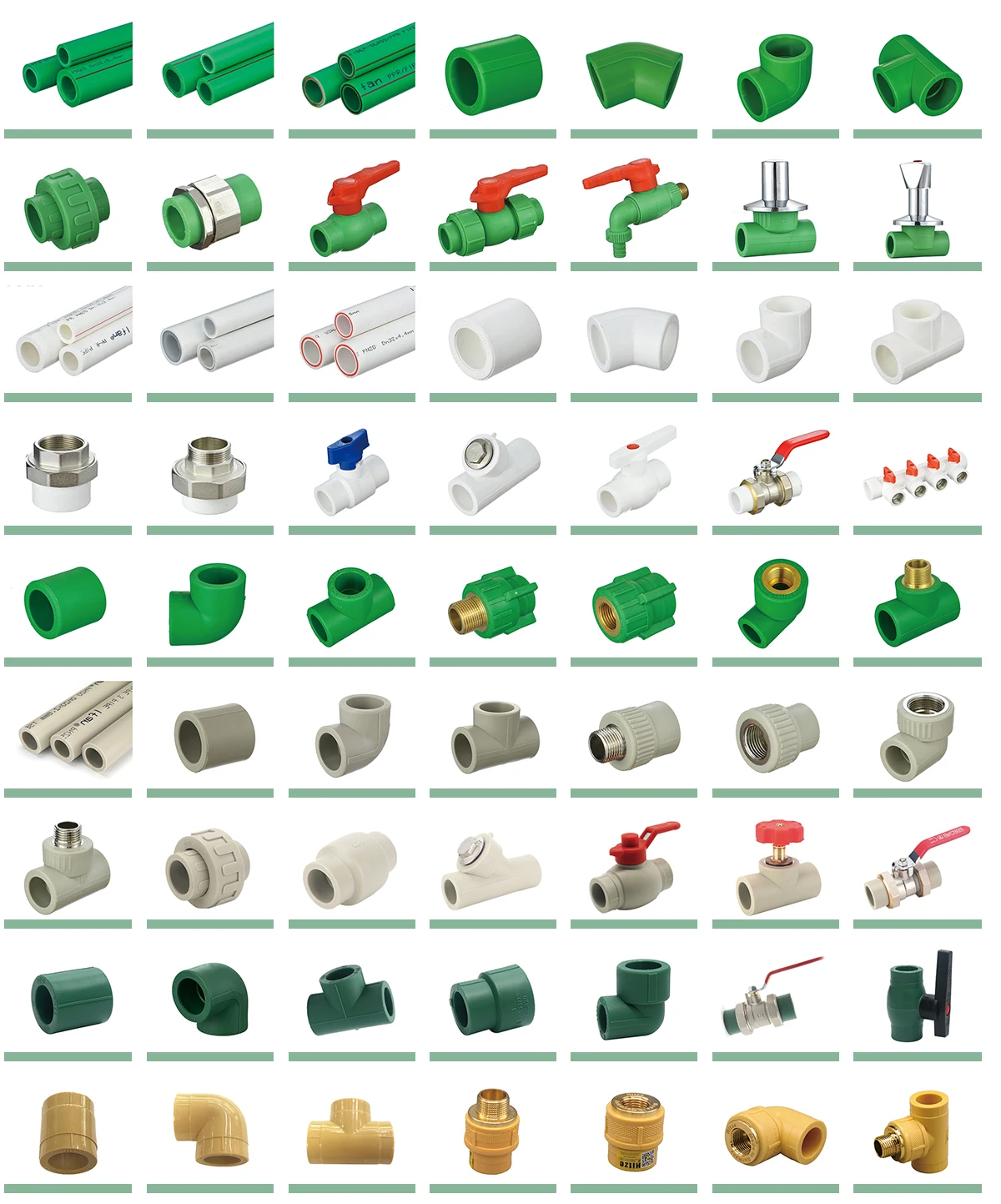 IFAN OEM ODM Plumbing Materials Size Color PN25 20-110mm Plastic Brass Thread Tee Elbow Pipe Fittings PPR