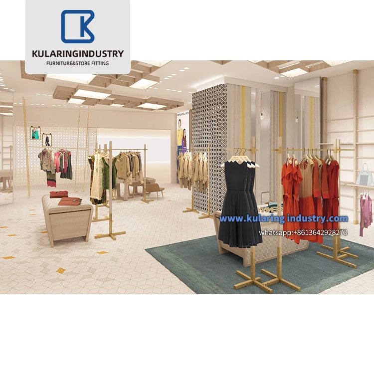 Factory Made Clothing Store Design  Retail Garment Display Racks Customized Women Boutique Clothing Shop Furniture For Ladies