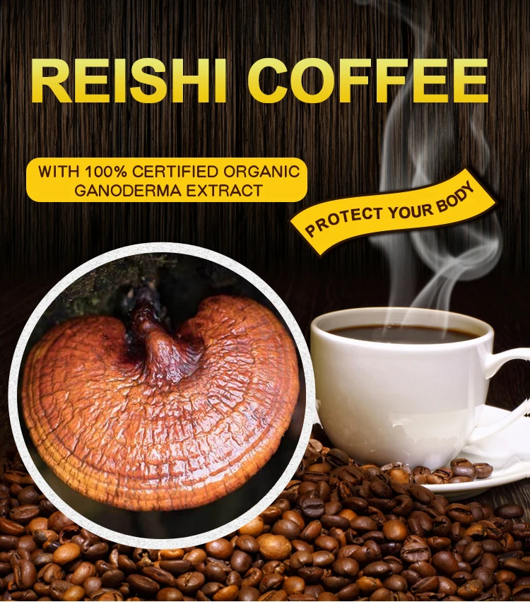 Ganoderma Lucidum Mushroom Instant Coffee with Red Reishi 30% Beta-D-Glucans