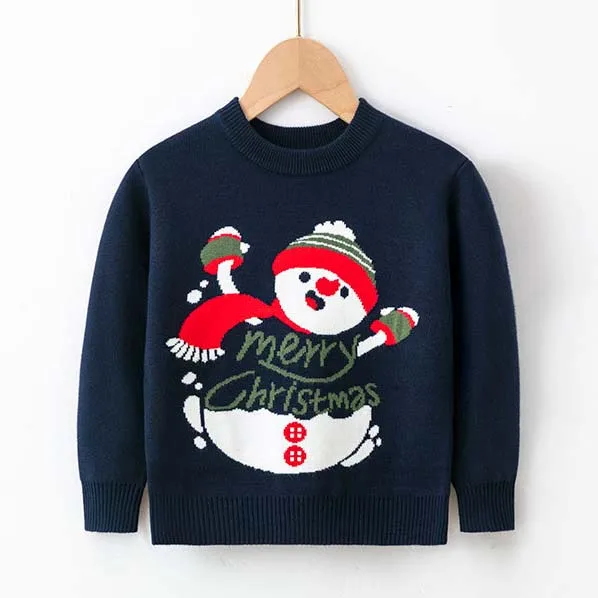 Little boys girls sweatshirt toddler kids Christmas clothes winter knit children pullover sweater for 2 - 10 years old