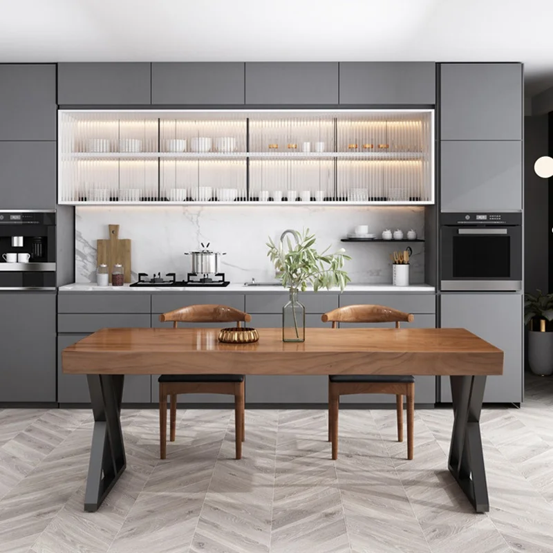 Log dining table and chair simple solid wood big board table dining table and chair combination in Home Restaurant