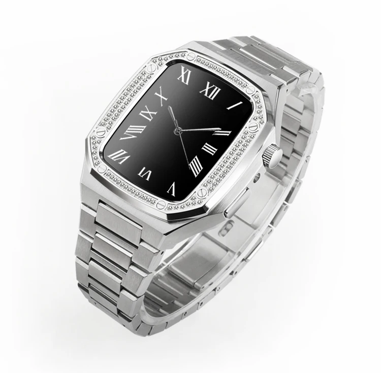 Ready Stock Luxury Diamond OEM 44mm Stainless Steel Smart Watch Case for Iwatch Series 6/5/4/SE