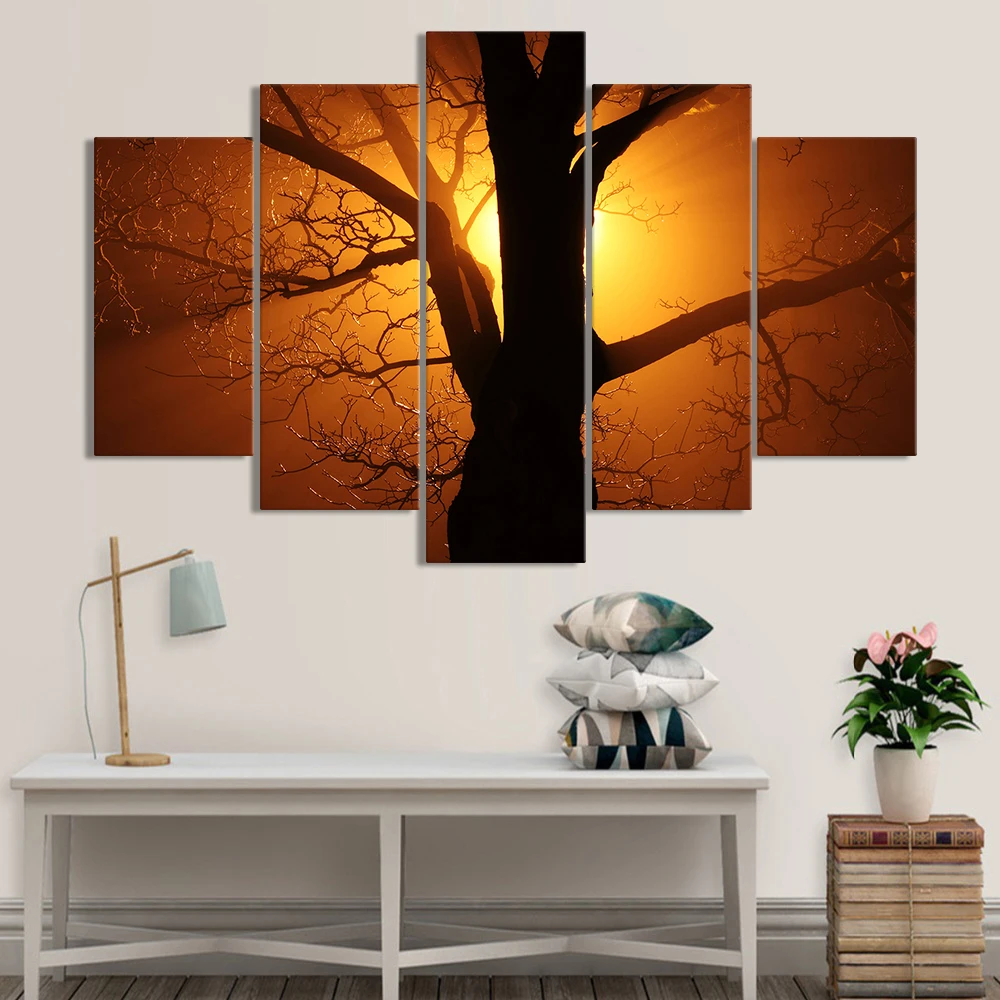 Multi panel Custom tableau decorative Wall Art Large tree Painting on Canvas
