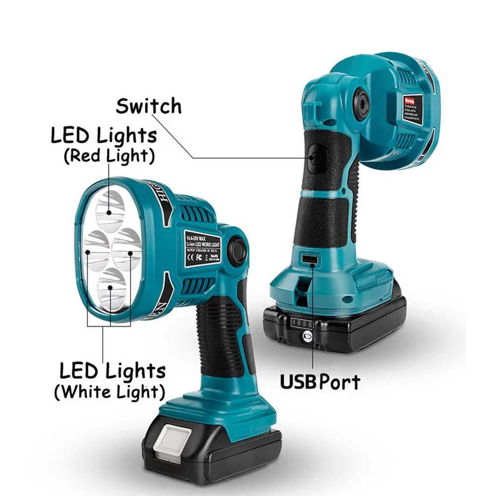 12W 1120 LUMEN LED Spotlight Work Light Replace For Mak ita 14.4V 18V BL1830B BL1430B Li-ion Battery Torch